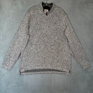 Wrangler Authentics Mens Gray Marled Fleece Quarter Zip Pullover Large